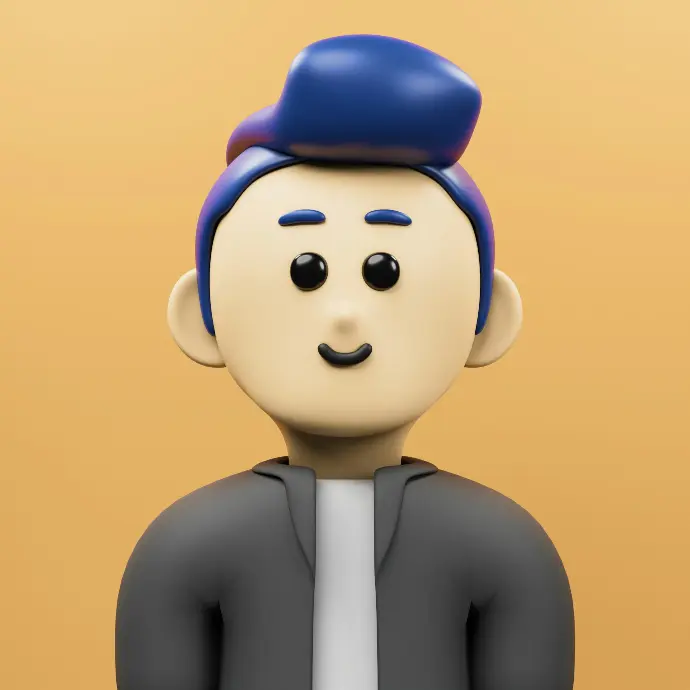 A cartoon character with a blue hat on his head